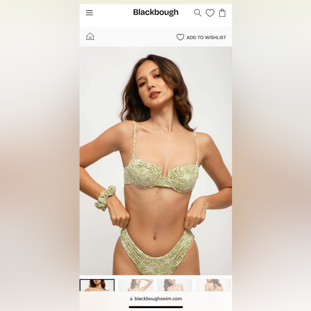 Audrey Ruched Underwire Top and ruched bottom/ Sage Jacquard NWT